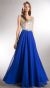 Main image of Beaded Brocade Lace Mesh Top Long Formal Prom Dress